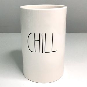 Rae Dunn CHILL Wine Bottle Chiller 7” Vase, Utensil Holder, Kitchen Bar Decor
